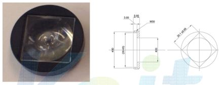 프레넬 렌즈와 홀더 사진 및 도면
