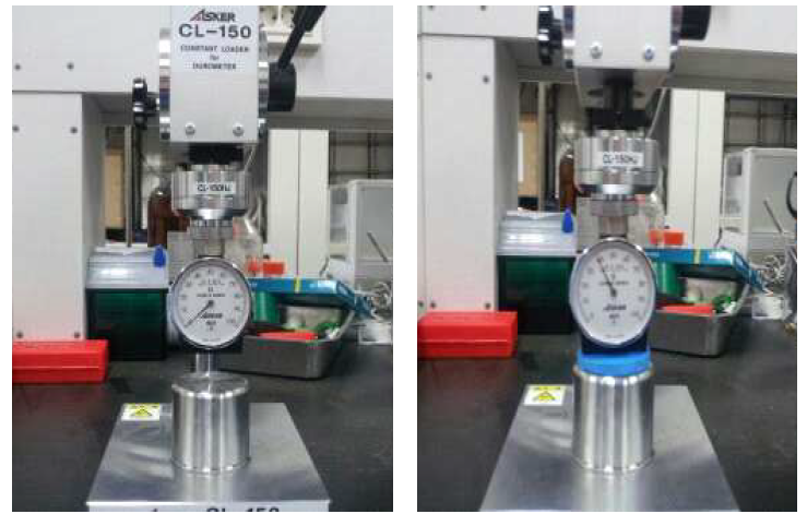 Shore D Type 경도 측정기의 측정 사진