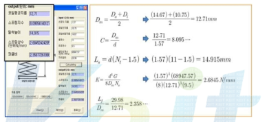 기존형 압축 코일 스프링 설계 프로그램 출력값 검증