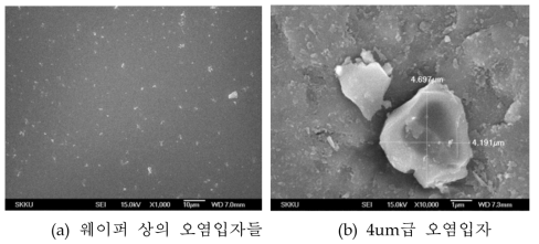 태양광 Wafer 상의 오염 슬러리 입자 (SEM)