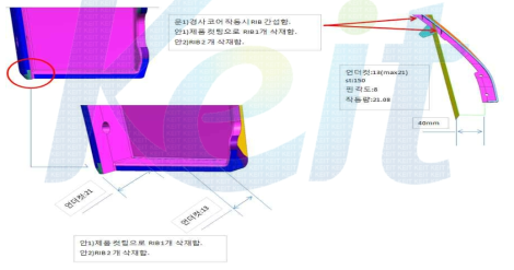 제품 컷팅으로 RIB삭제