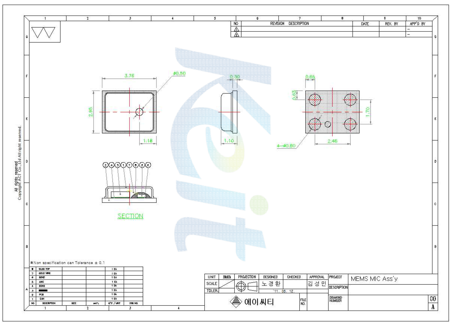 MEMS Microphone Assembly drawing