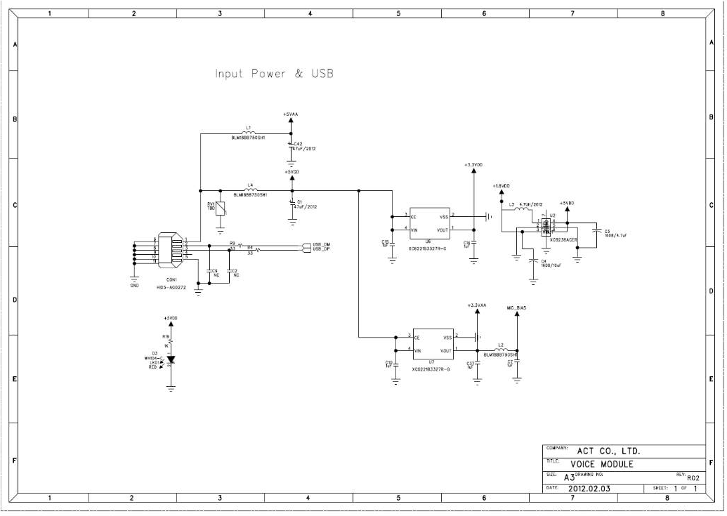 Input Power 및 USB Part Schematic