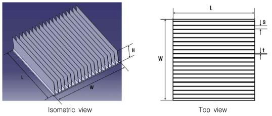 플레이트 휜 자연대류 히트싱크 개략도