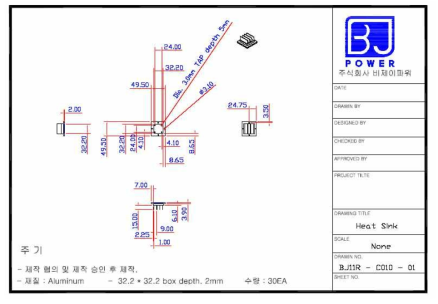 Heat sink 초기 설계도면