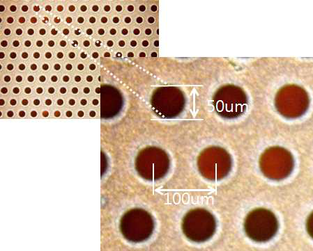 Hole 패턴 현미경 측정 사진