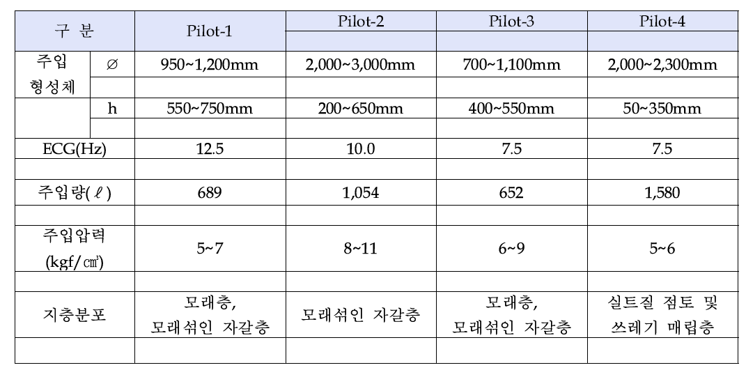 현장 Pilot 주입 시험