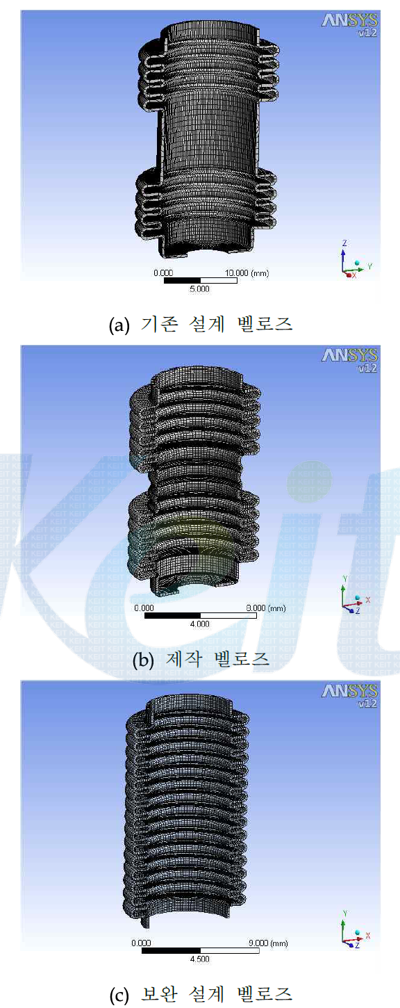 벨로즈 해석 모델 mesh 설정