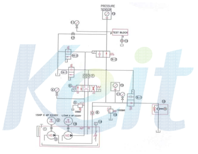 파열 압력 시험 장치의 유압회로도