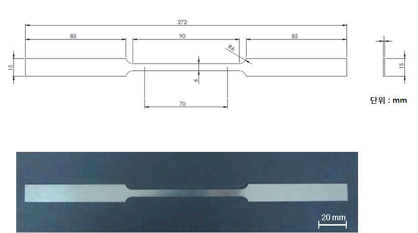 ASTM E8 Subsize 규격으로 제작된 INC600 인장시편