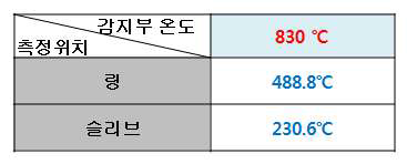 부위 별 온도 측정 결과