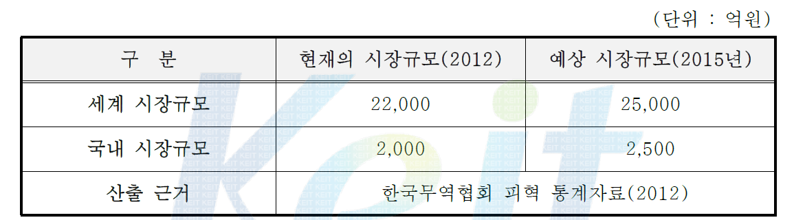 국내·외 시장의 현재와 예상 시장 규모