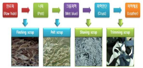 피혁 제조 공정별 부산물 현황