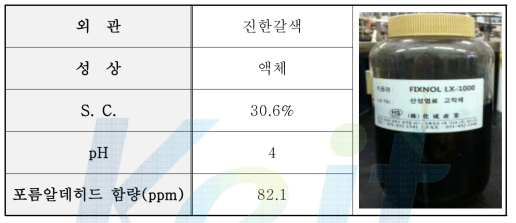 염료 고착제(FIXNOL LX-1000)의 특성