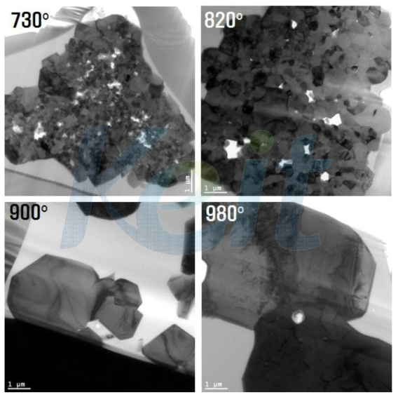 소성 온도에 따른 TEM 관찰