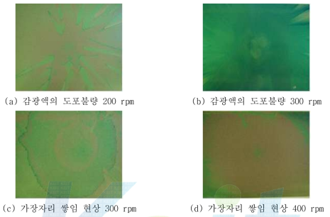 스핀 코팅 시 발생된 감광액의 도포불량 및 가장자리 쌓임 현상