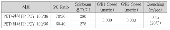 PET/PP 복합방사 공정조건