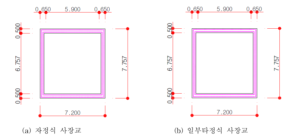 주탑 leg 상단 부분 최적 단면 비교