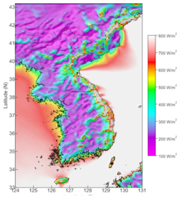 한반도 풍력밀도 분포현황