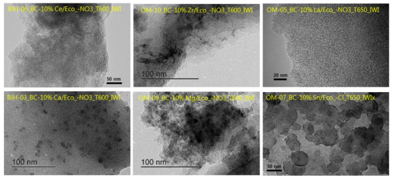 Promoter 금속의 Eco coal로의 분산성을 보여주는 TEM image
