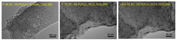 Pt의 Eco coal로의 IWI 분산 결과 TEM image