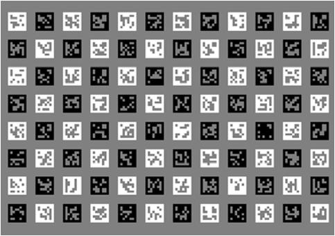 인쇄된 마커판 위에 프로젝터에서 투사된 마커들을 카메라로 촬영하여 결합시킨 마커 패턴