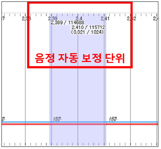 음정 자동 보정 단위(ms)