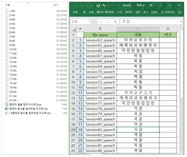 입술 표정 데이터 구축(음소 단위)