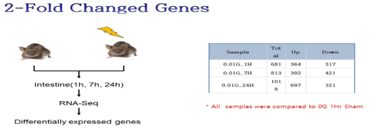 방사선 조사 후 RNA Sequence scheme 및 증감 유전자 변화
