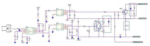 Circuit diagram of gate driver for IGBT switching.