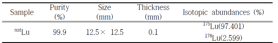 natLu샘플의 제원