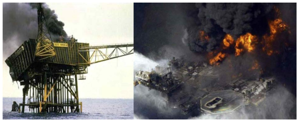 Piper Alpha(좌)와 Deepwater Horizon(우) 사고