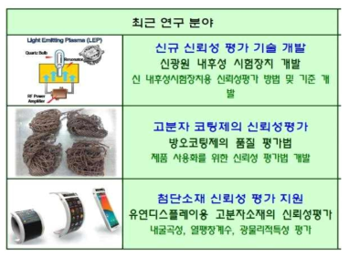 한국화학연구원 신뢰성평가센터 주력연구 분야