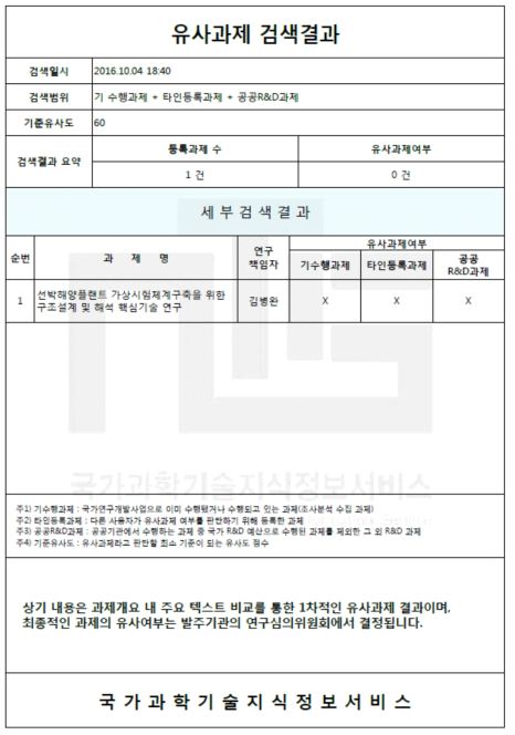 NTIS 유사과제 검색결과