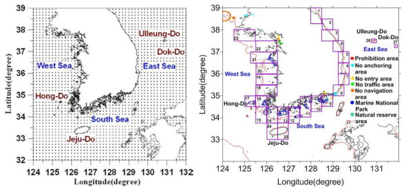 Map and grid of target calculation area