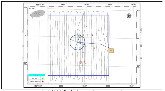 Track of sea bottom survey track