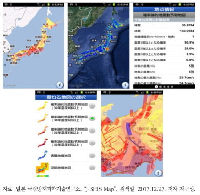 일본 국립방재과학기술연구소의 지진재해 예측지도