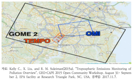 GOME-2, OMI 및 TEMPO의 공간해상도 비교