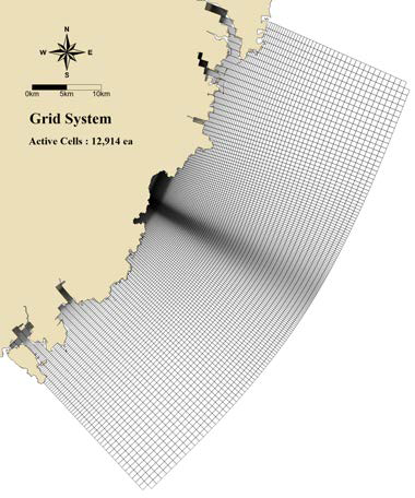 해수유동 수치모의 격자망도