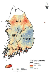 InVEST 수량공급 평가결과