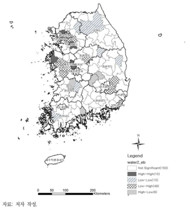 폐수배출량 Local Moran’s I 분석 결과