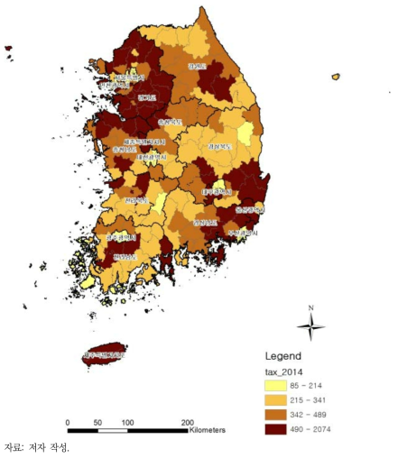 1인당 지방세 부담액(천원)