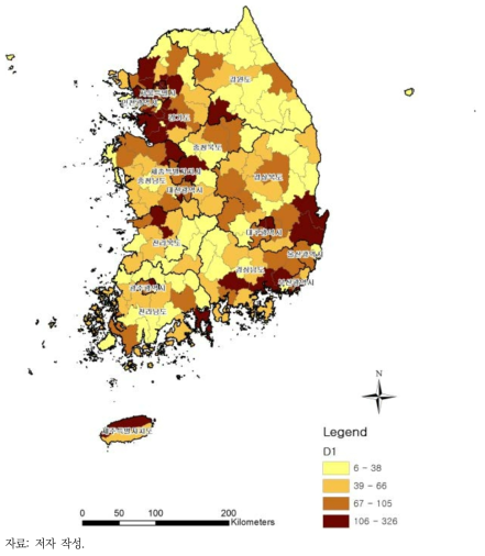 기관, 기관지 및 폐의 악성신생물 사망자 수(명)