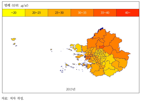 2015년 수도권 PM2.5 농도