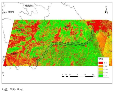 대상 지역의 VARI 분석결과