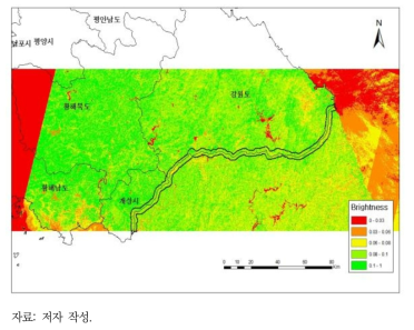 대상 지역의 Brightness 분석결과