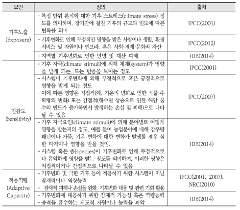 취약성 구성 요인에 대한 정의