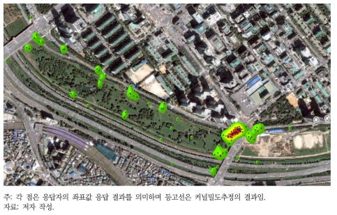 “불편한 장소”의 공간매핑 결과(생태공원 중심부)