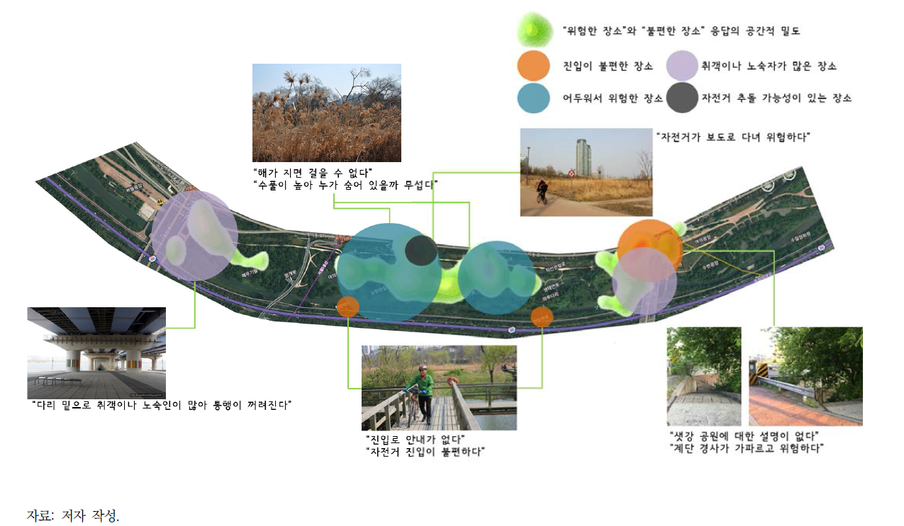 여의도샛강 생태공원의 “불편하고 위험한 장소” 인식지도