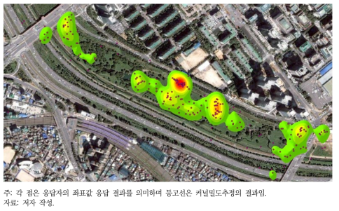 “위험한 장소”의 공간매핑 결과(생태공원 중심부)